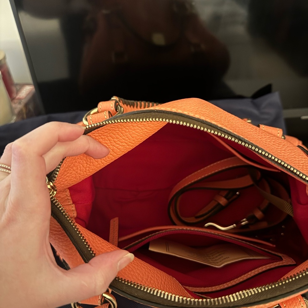 Dooney & Bourke Salmon Pebbled Leather Shoulder Satchel - Picture 3 of 4